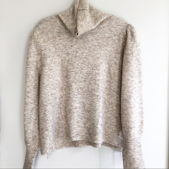 FRAME Denim Swingy Oatmeal Turtleneck Sweater L - Picture 4 of 8